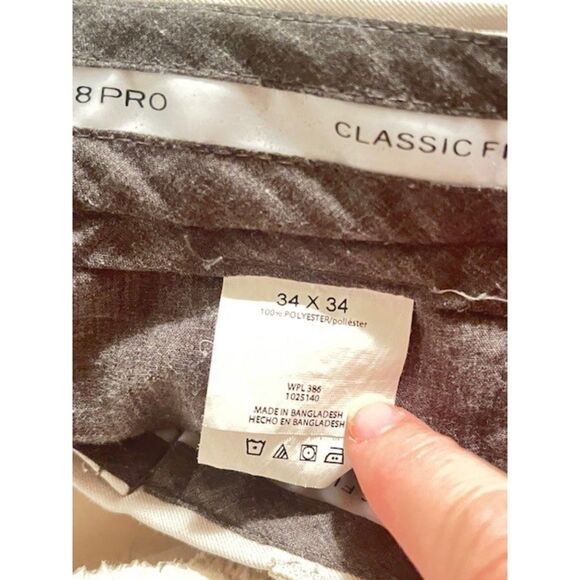 Haggar Cool 18 Pro wrinkle free flat front expandable waist khaki pants 34x34 - Picture 3 of 3